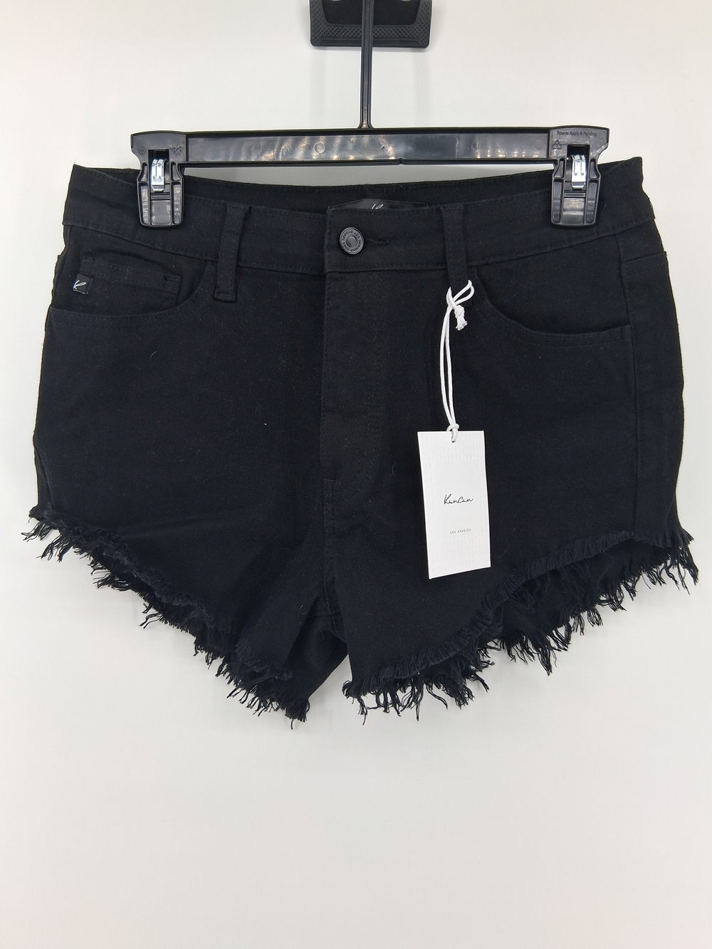 KanCan Black High-Rise Frayed Hem Denim Shorts